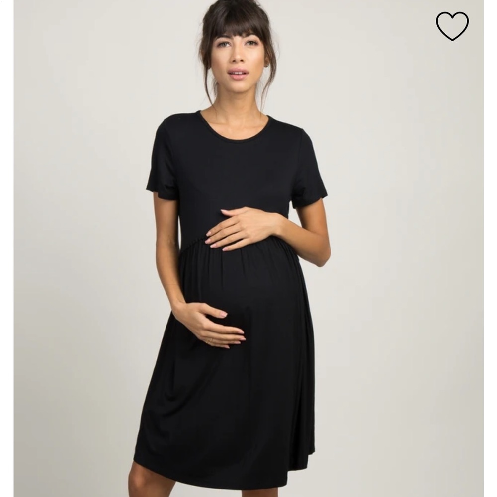 Pink blush crochet trim maternity dress black